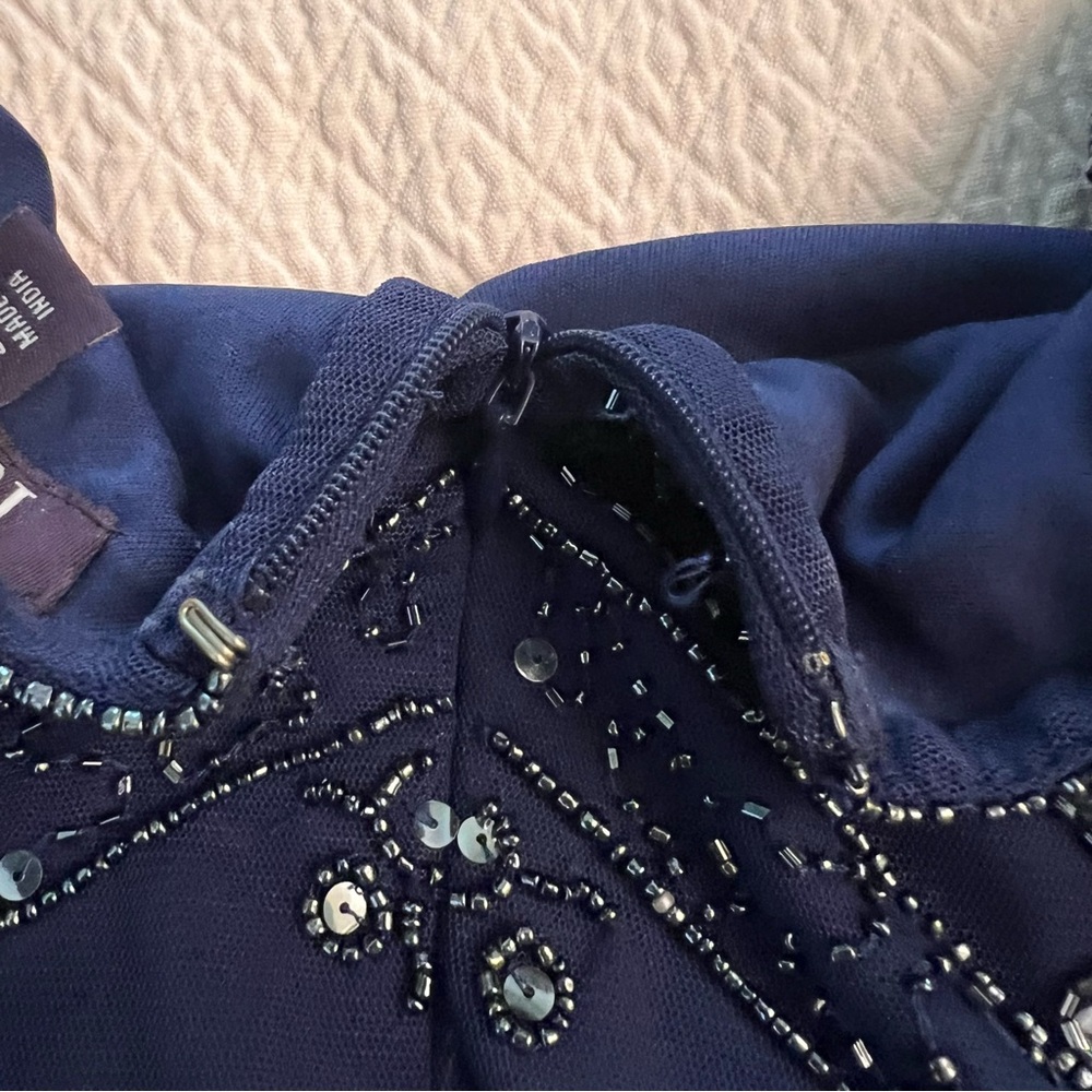 Roaman's Navy Beaded V‑Neck Maxi Dress - Picture 8 of 15
